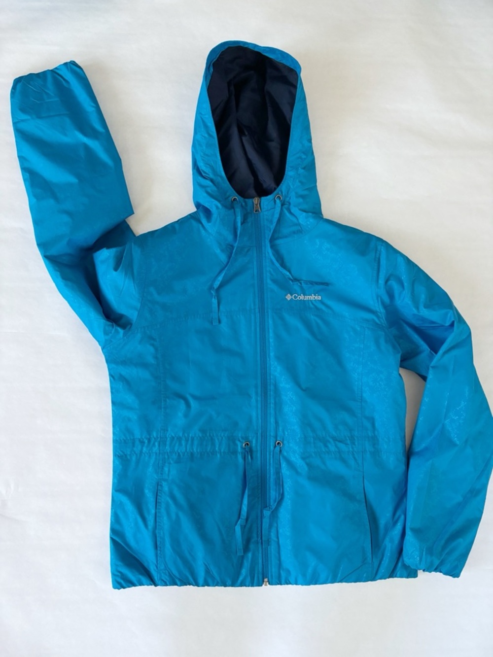 Columbia Teal Hooded Windbreaker/Rain Jacket – Women’s Large